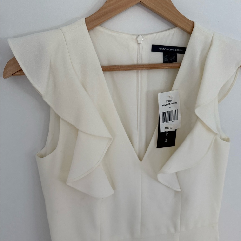 French Connection Cream Ruffle Mini Dress - Picture 3 of 5